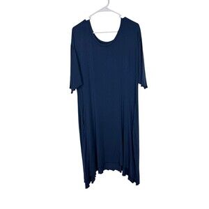Angelrox Blue Dress Modal Stretch One Size Short Sleeve Pockets
